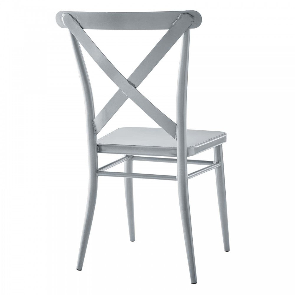 Gear Metal Dining Chairs - Set of 2, Silver