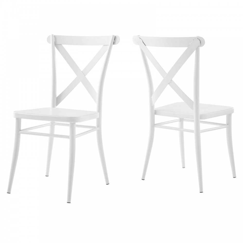 Gear Metal Dining Chairs - Set of 2, White