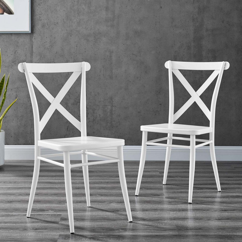 Gear Metal Dining Chairs - Set of 2, White