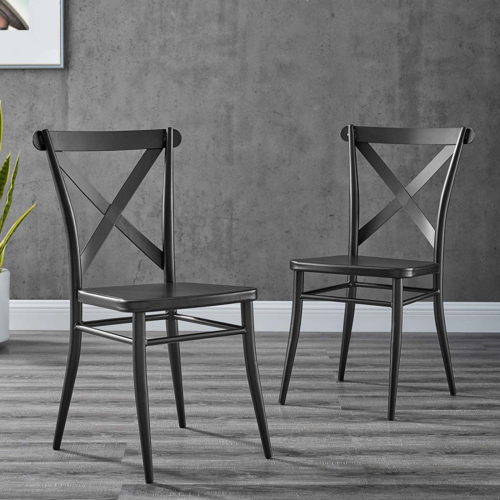 Gear Metal Dining Chairs - Set of 2, Black