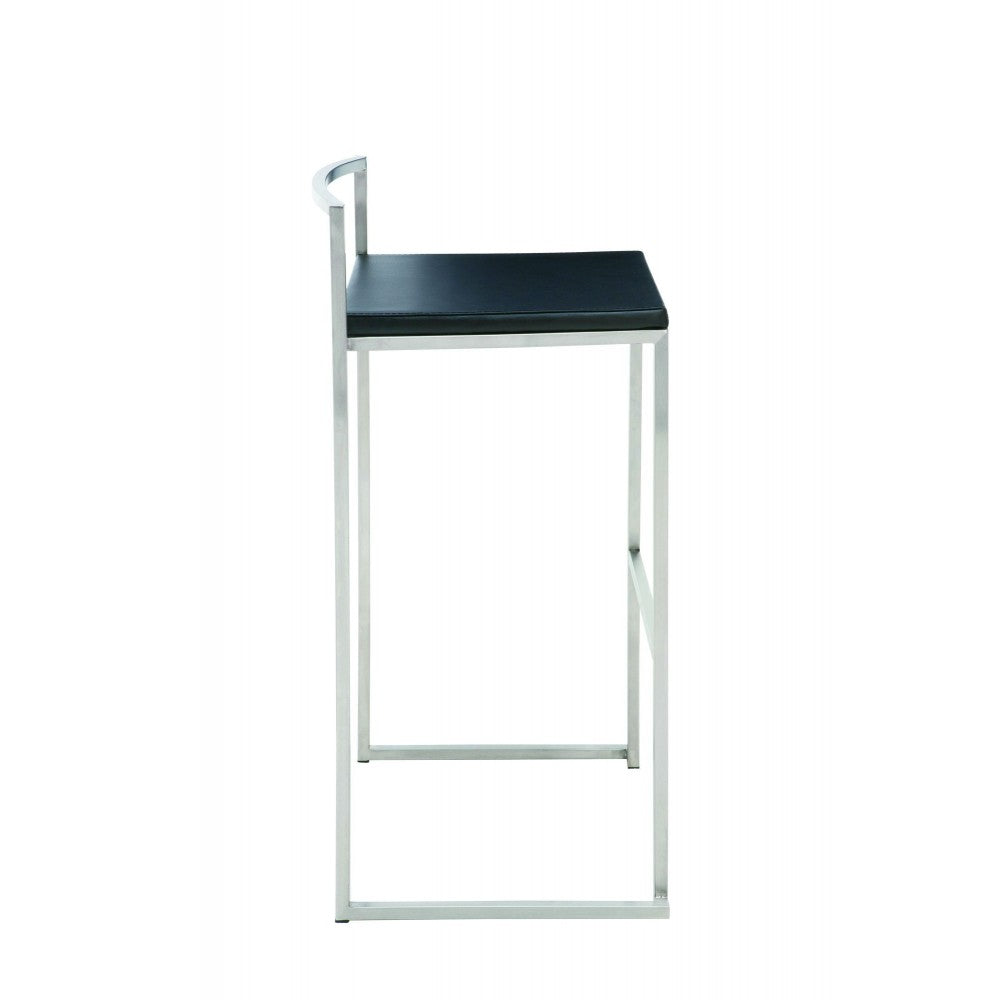 Genoa Black Leather Counter Stool