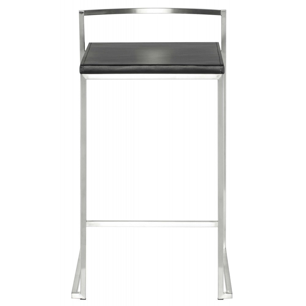 Genoa Black Leather Counter Stool