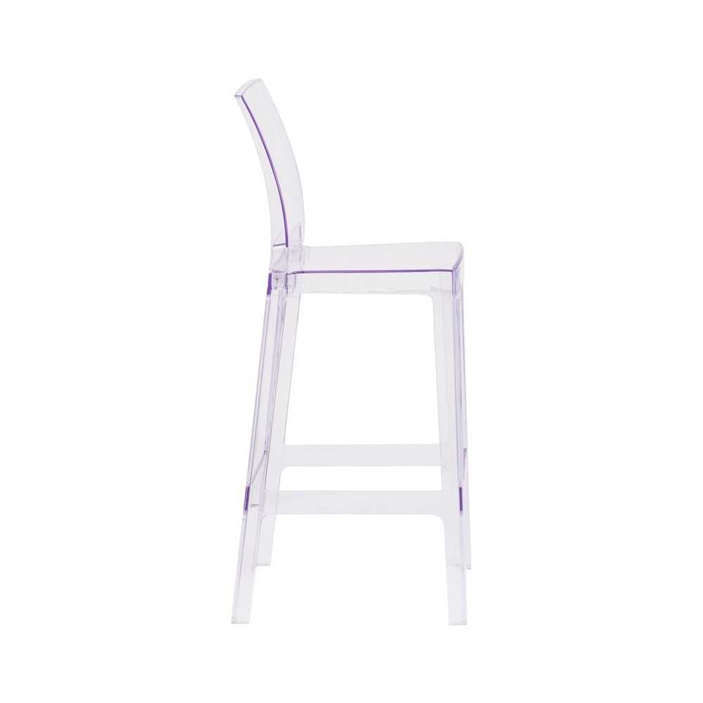 Ghost Barstool with Square Back in Transparent Crystal