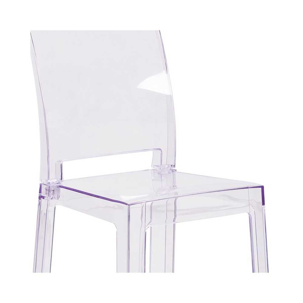 Ghost Barstool with Square Back in Transparent Crystal