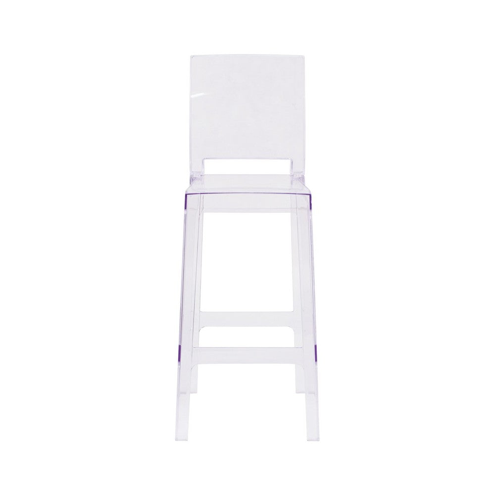 Ghost Barstool with Square Back in Transparent Crystal
