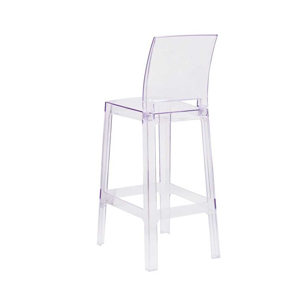 Ghost Barstool with Square Back in Transparent Crystal