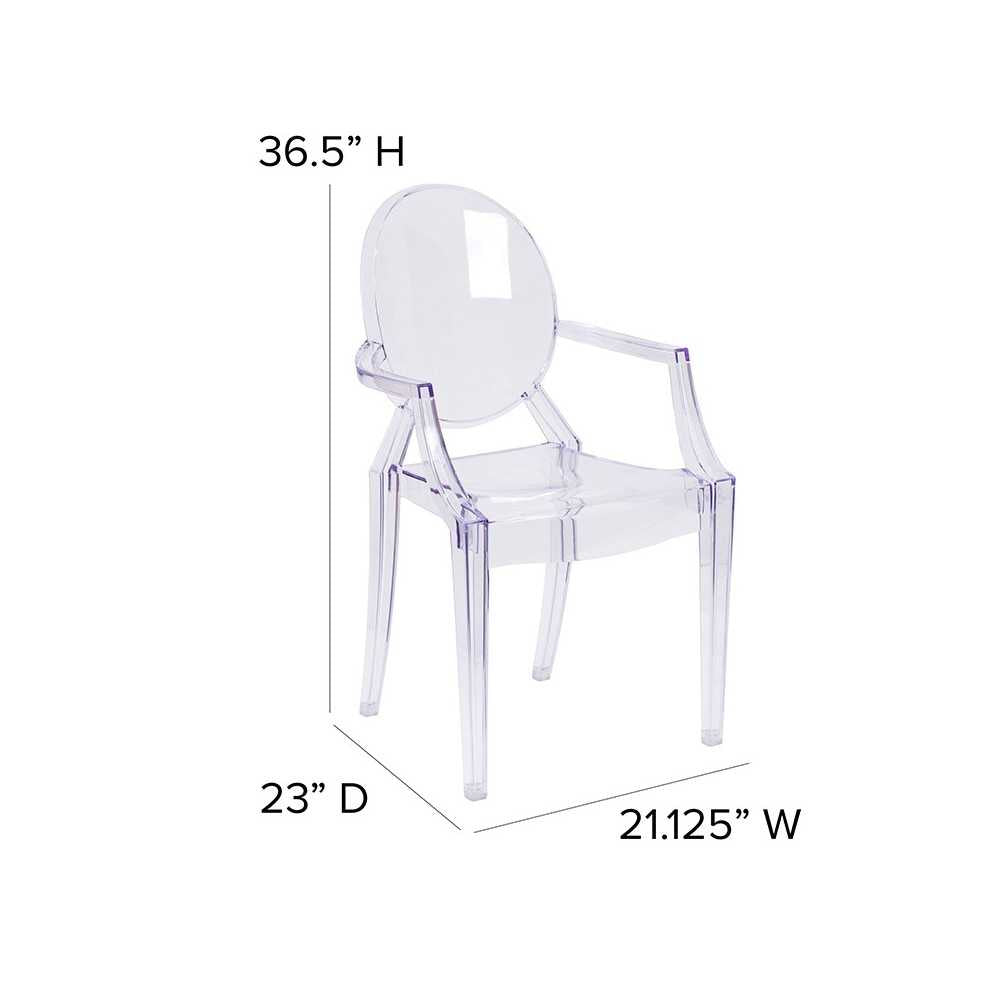 Ghost Chair with Arms in Transparent Crystal