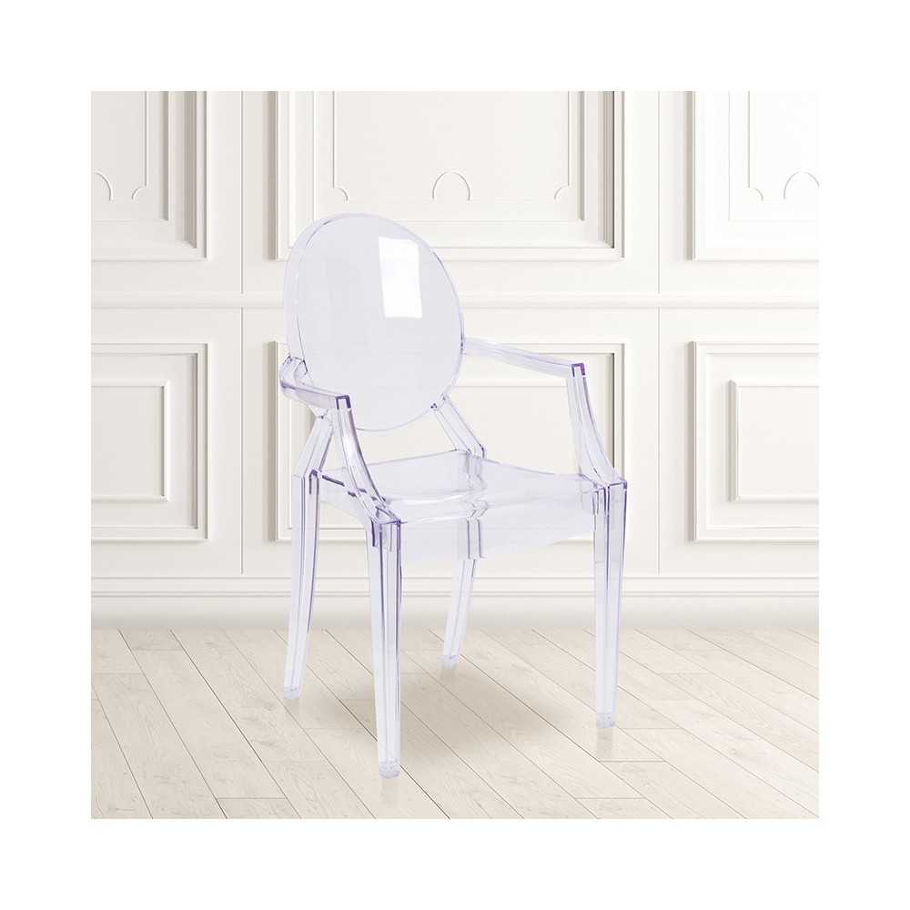 Ghost Chair with Arms in Transparent Crystal