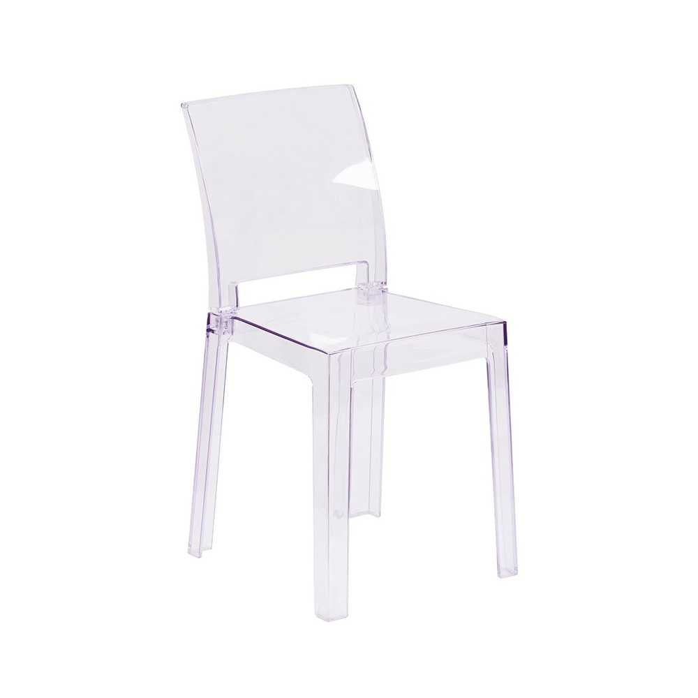 Ghost Chair with Square Back in Transparent Crystal