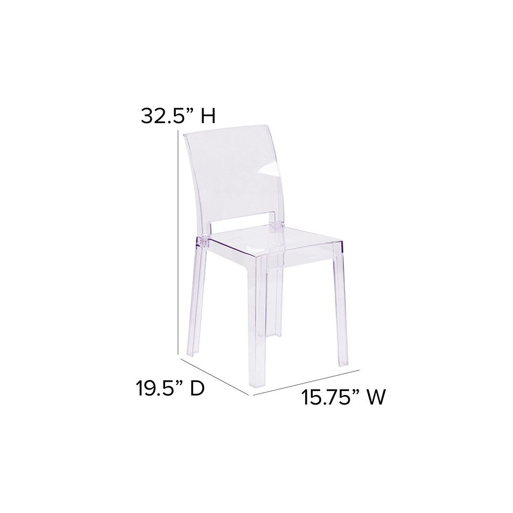 Ghost Chair with Square Back in Transparent Crystal
