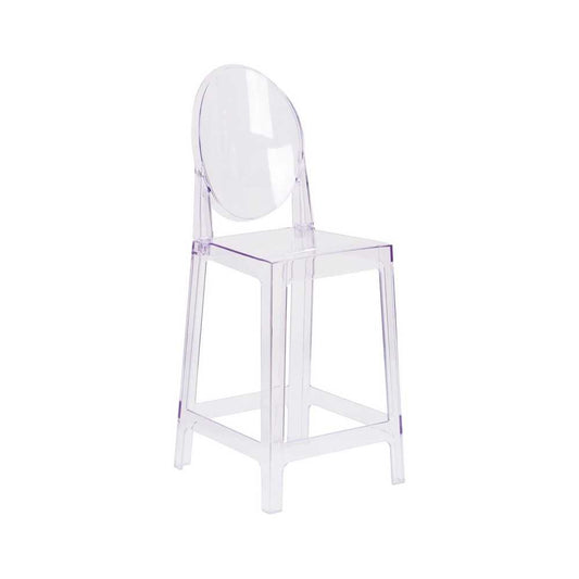 Ghost Counter Stool with Oval Back in Transparent Crystal