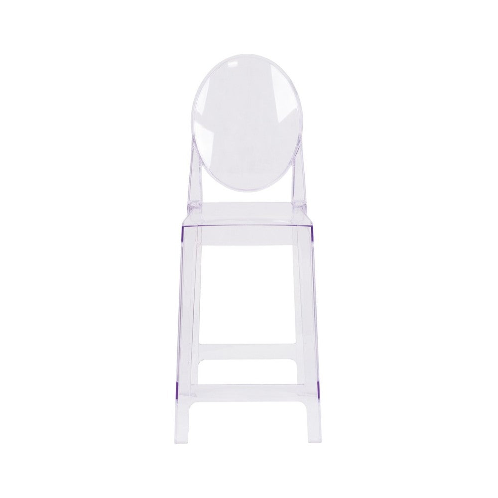 Ghost Counter Stool with Oval Back in Transparent Crystal