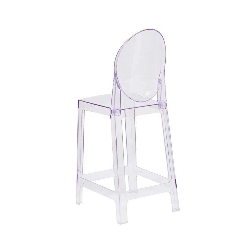 Ghost Counter Stool with Oval Back in Transparent Crystal
