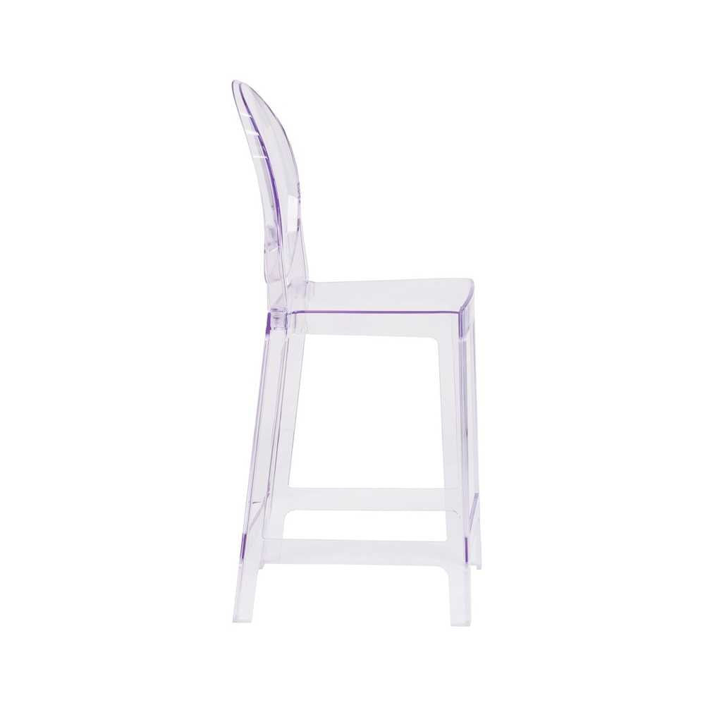Ghost Counter Stool with Oval Back in Transparent Crystal
