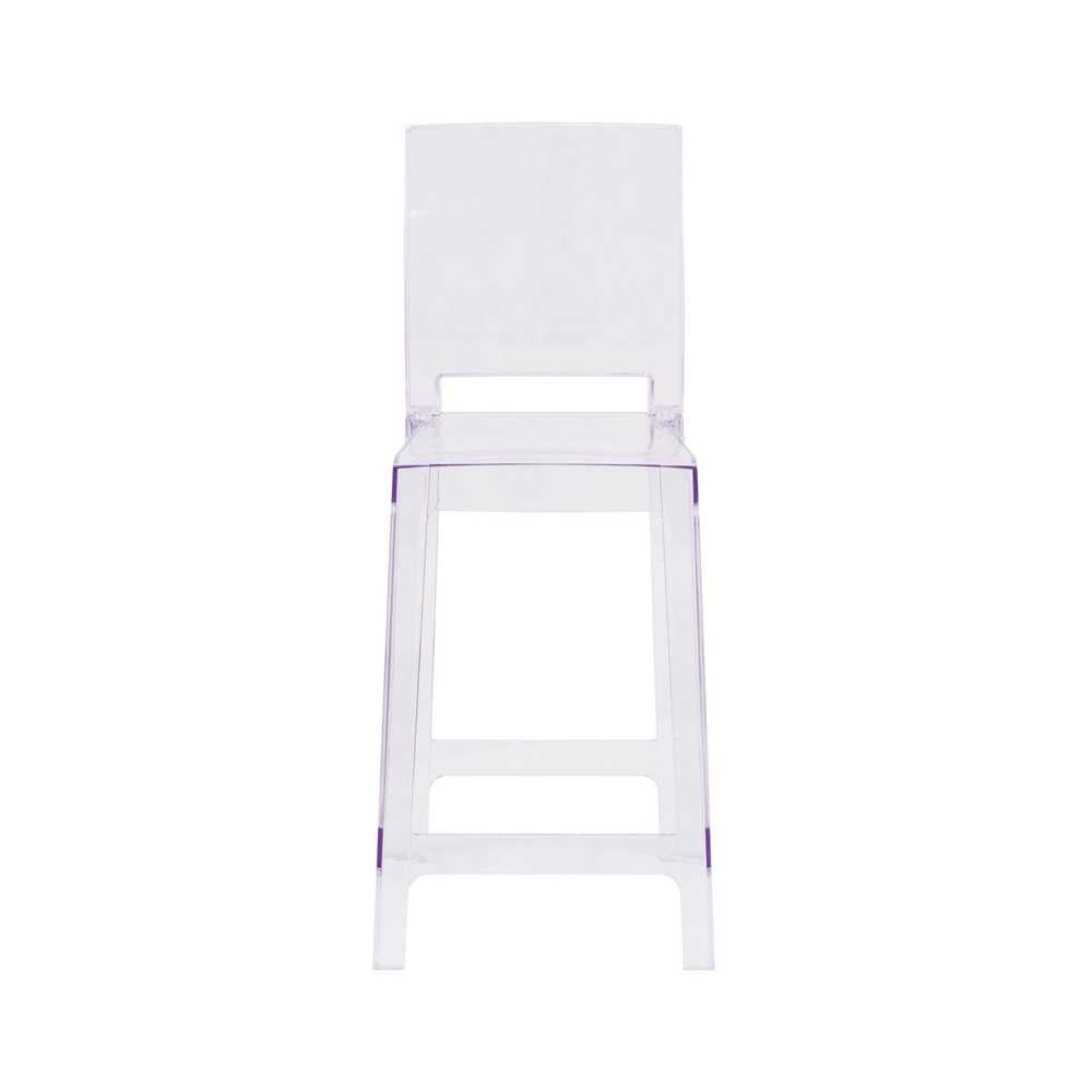 Ghost Counter Stool with Square Back in Transparent Crystal