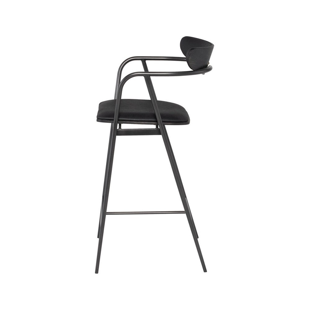 Gianni Raven Leather Counter Stool