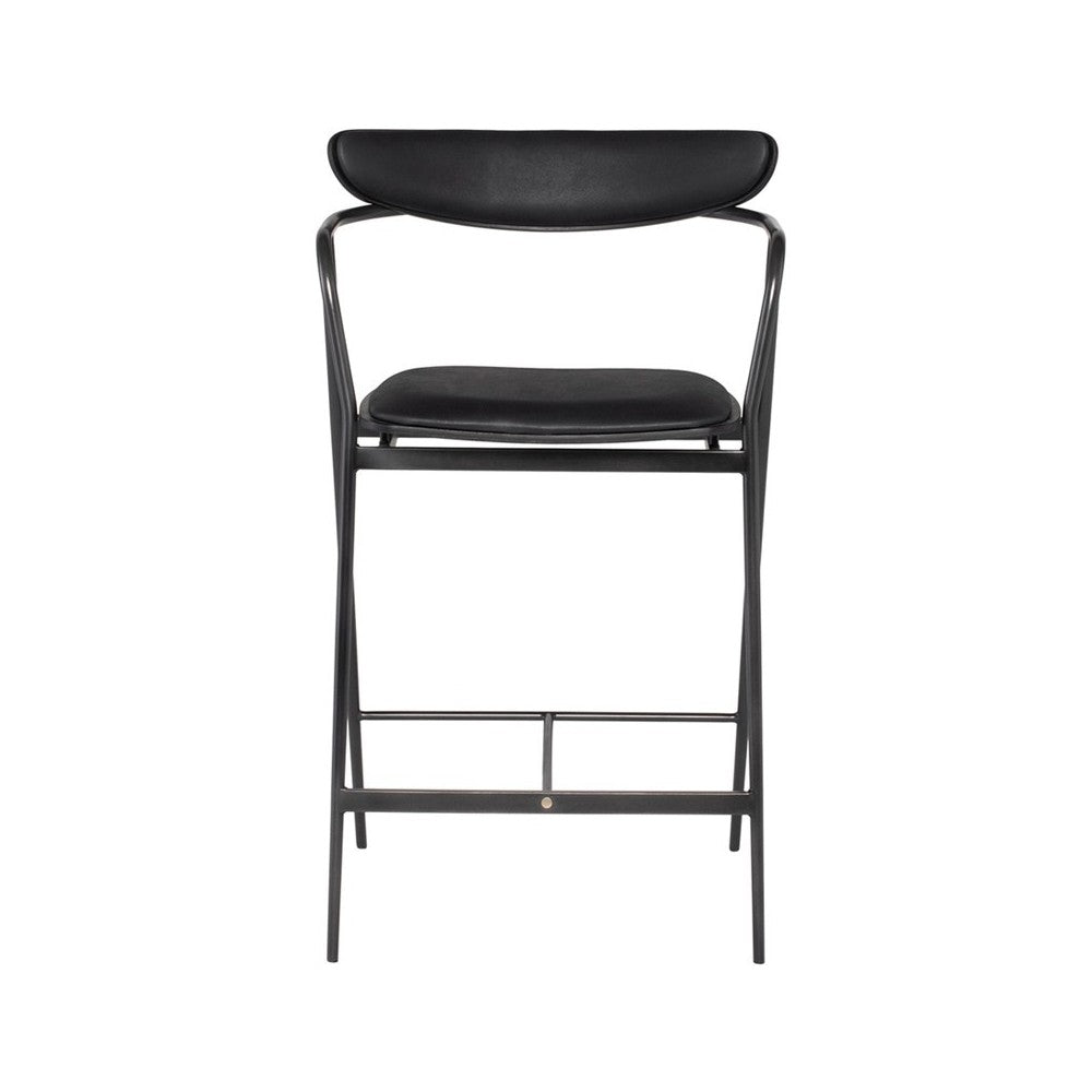 Gianni Raven Leather Counter Stool
