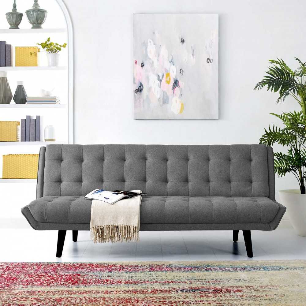 Glance Tufted Convertible Fabric Sofa Bed, White, EEI-3093-GRY