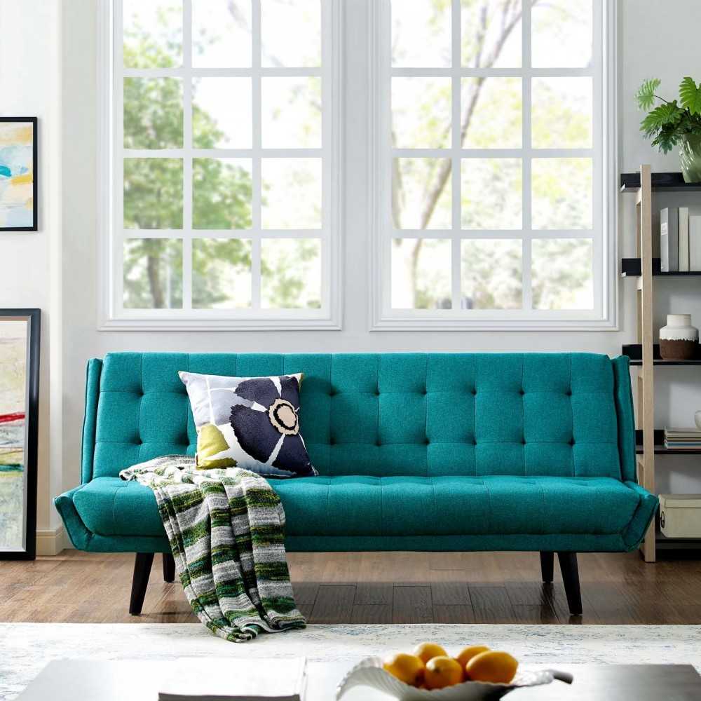 Glance Tufted Convertible Fabric Sofa Bed, White, EEI-3093-TEA