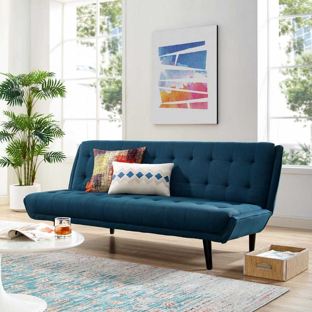 Glance Tufted Convertible Fabric Sofa Bed, White, EEI-3093-AZU