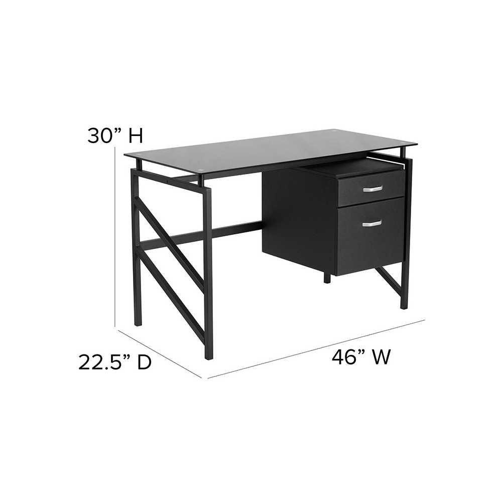 Glass Desk with Two Drawer Pedestal