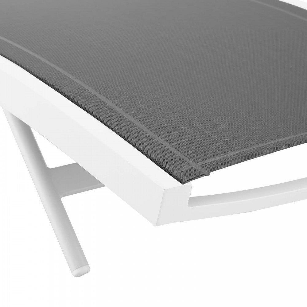 Glimpse Outdoor Patio Mesh Chaise Lounge Set of 2, White Gray
