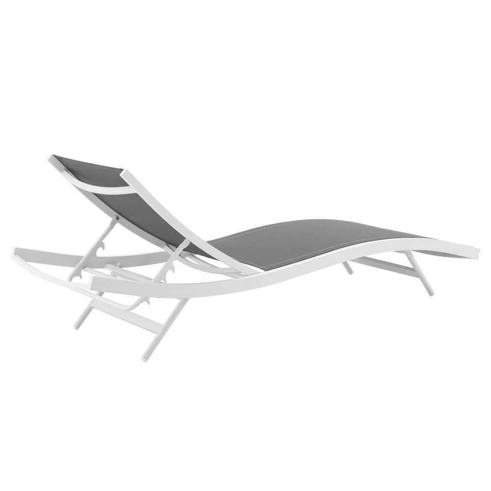 Glimpse Outdoor Patio Mesh Chaise Lounge Set of 2, White Gray