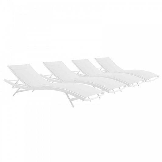 Glimpse Outdoor Patio Mesh Chaise Lounge Set of 4, White White