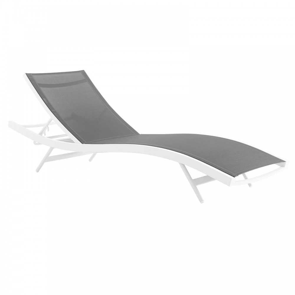 Glimpse Outdoor Patio Mesh Chaise Lounge Set of 4, White Gray
