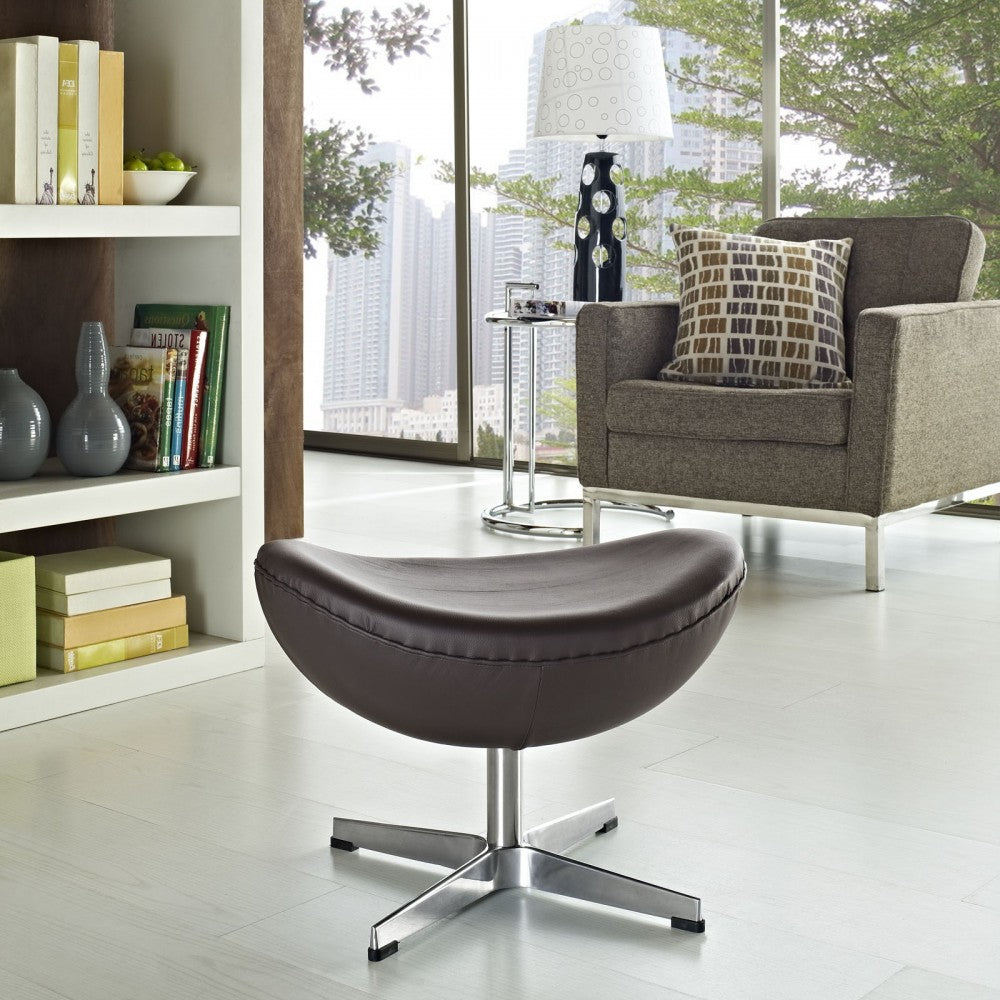 Glove Leather Ottoman, Brown