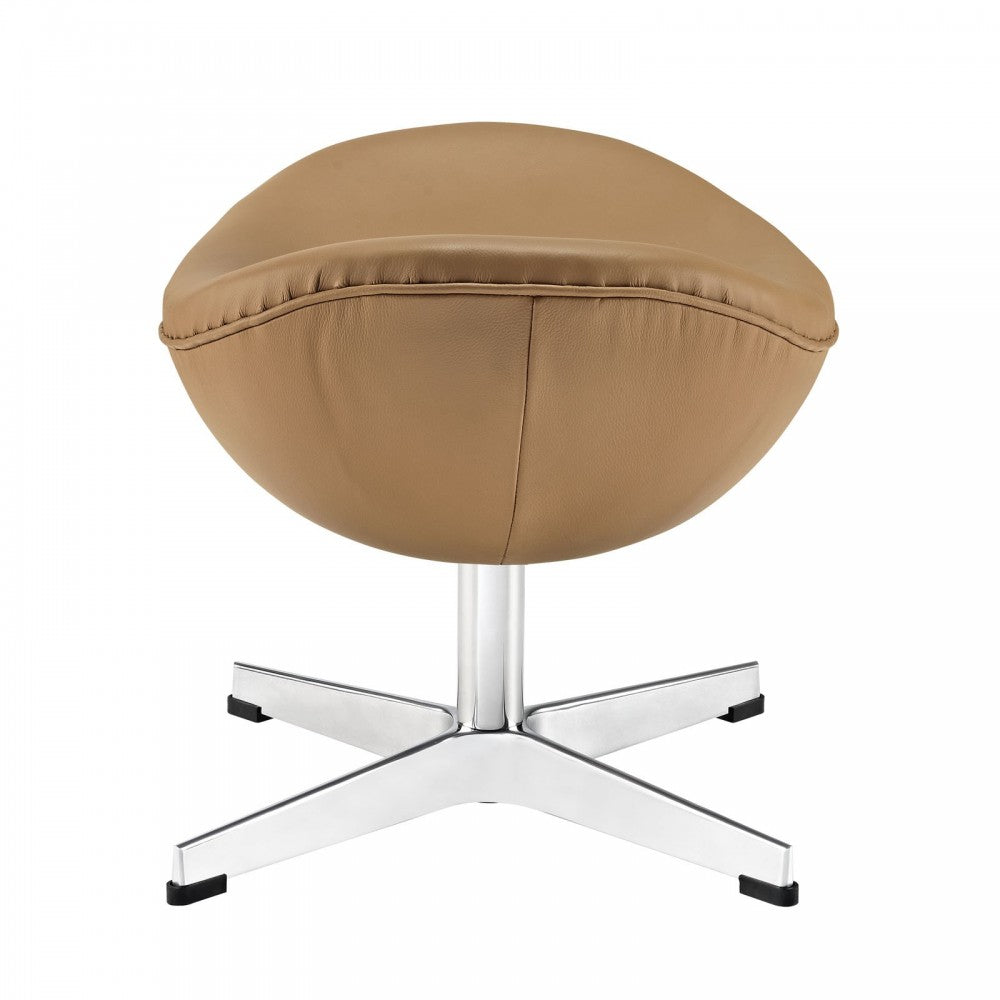 Glove Leather Ottoman, Terracotta