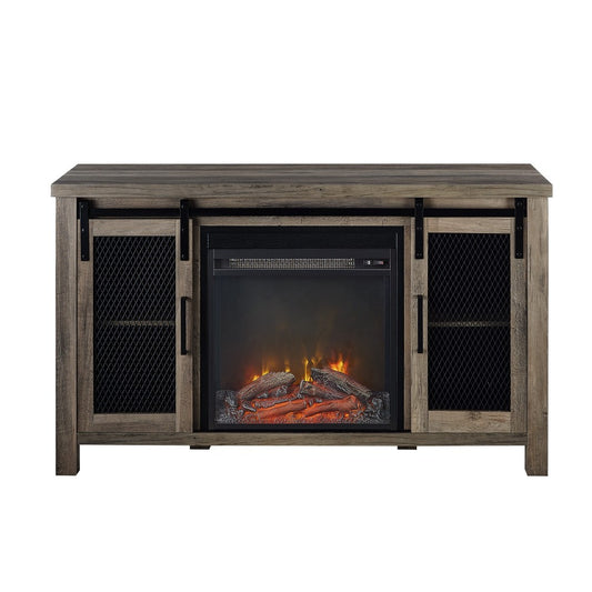 Grant 48" Rustic Farmhouse Fireplace TV Stand - Gray Wash