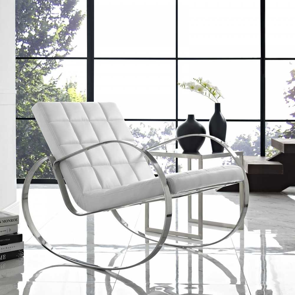 Gravitas Upholstered Vinyl Lounge Chair, White