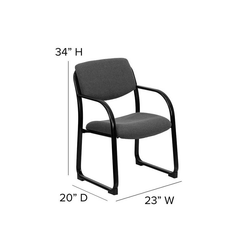 Gray Fabric Executive Side Reception Chair with Sled Base
