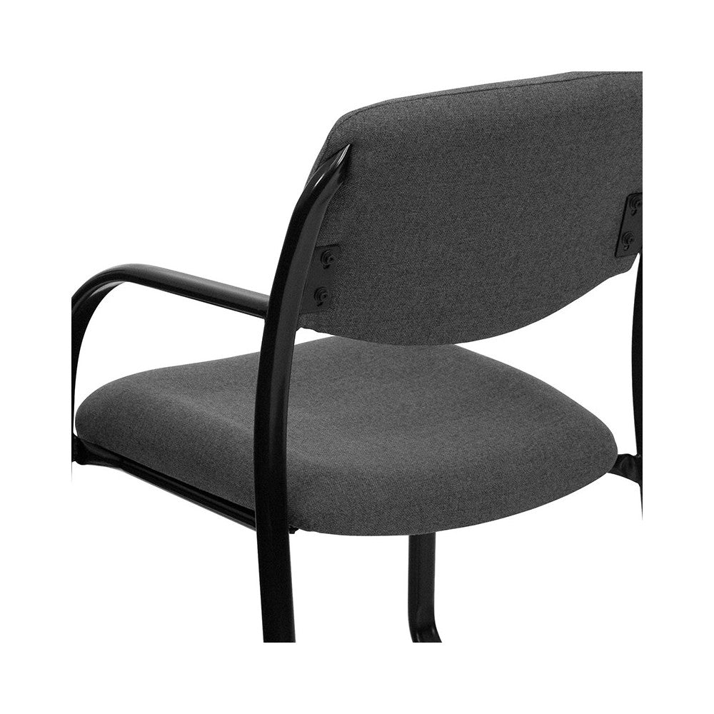 Gray Fabric Executive Side Reception Chair with Sled Base