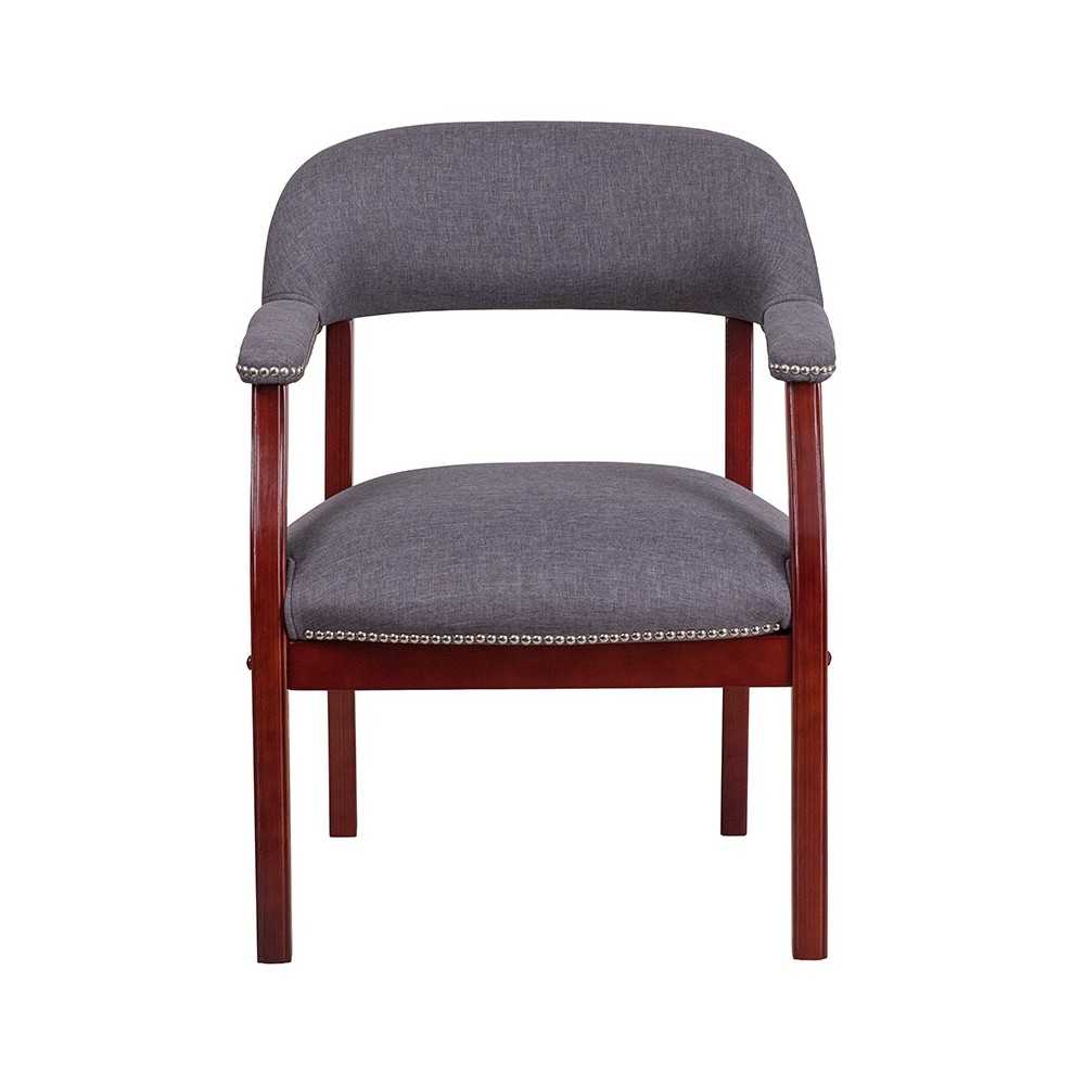 Gray Fabric Luxurious Conference Chair with Accent Nail Trim