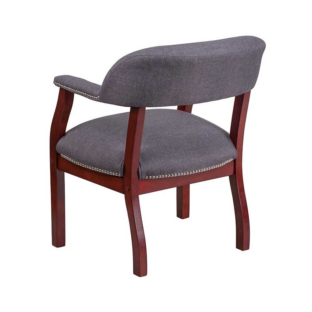 Gray Fabric Luxurious Conference Chair with Accent Nail Trim