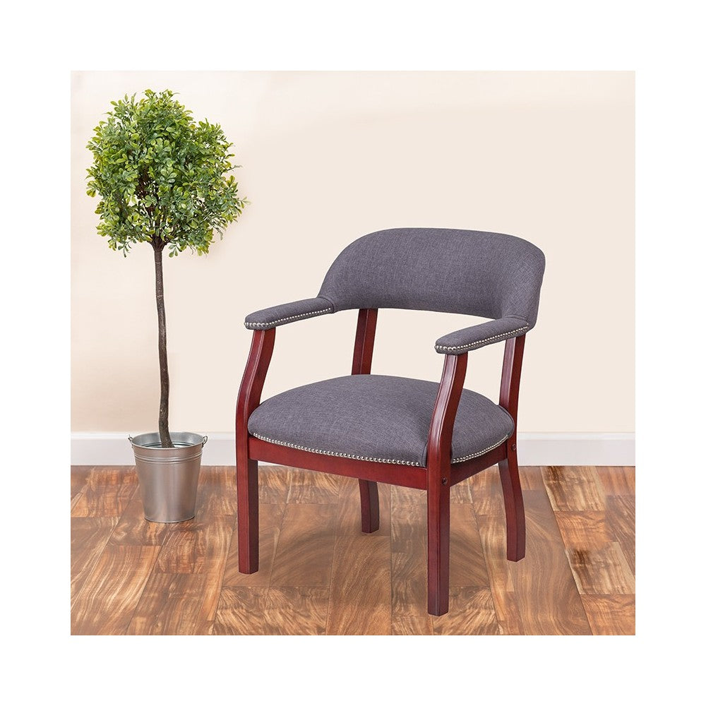 Gray Fabric Luxurious Conference Chair with Accent Nail Trim