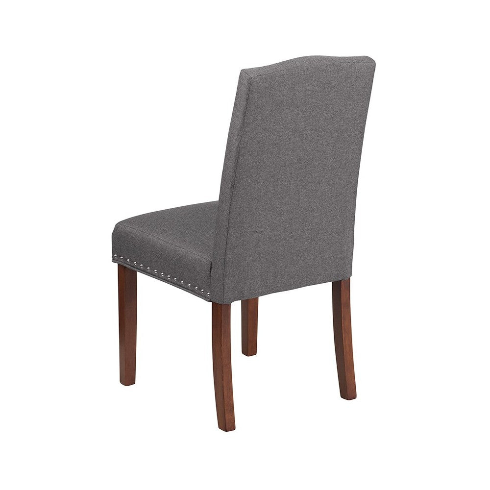 Gray Fabric Parsons Chair with Silver Accent Nail Trim