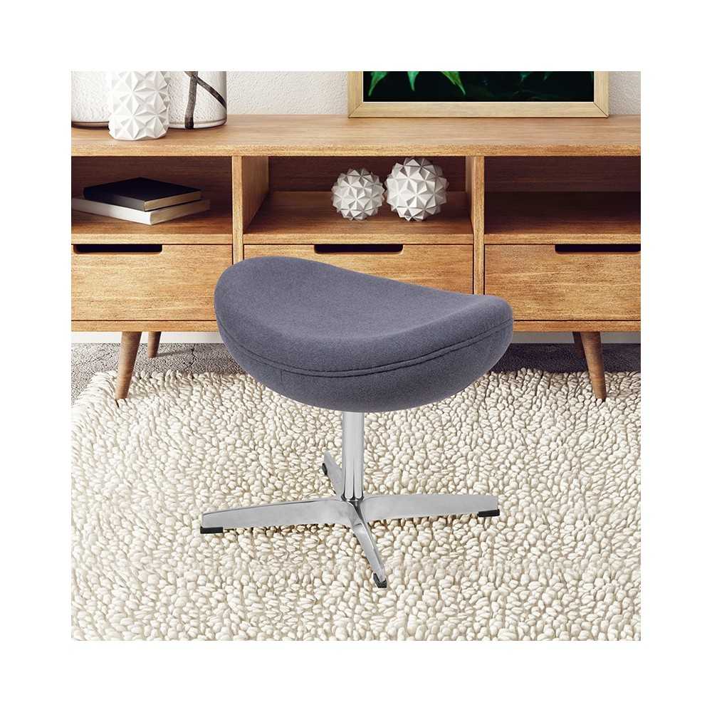 Gray Fabric Saddle Wing Ottoman