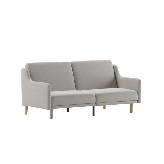 Gray Faux Linen Sofa Futon
