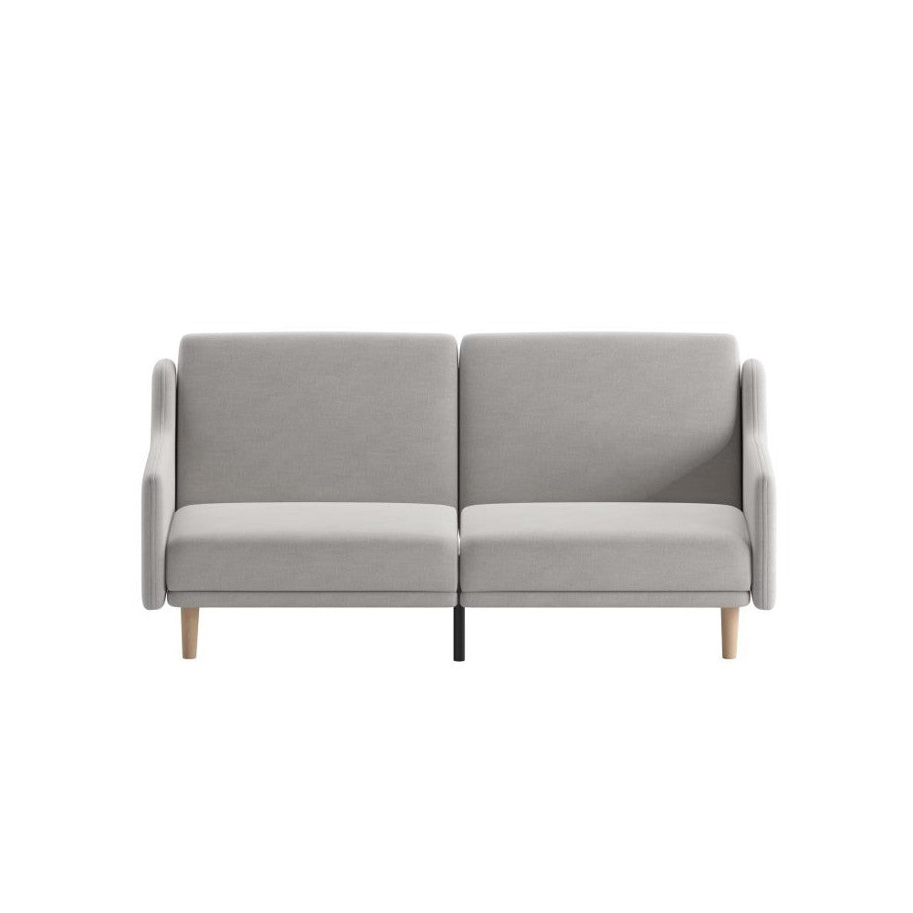 Gray Faux Linen Sofa Futon