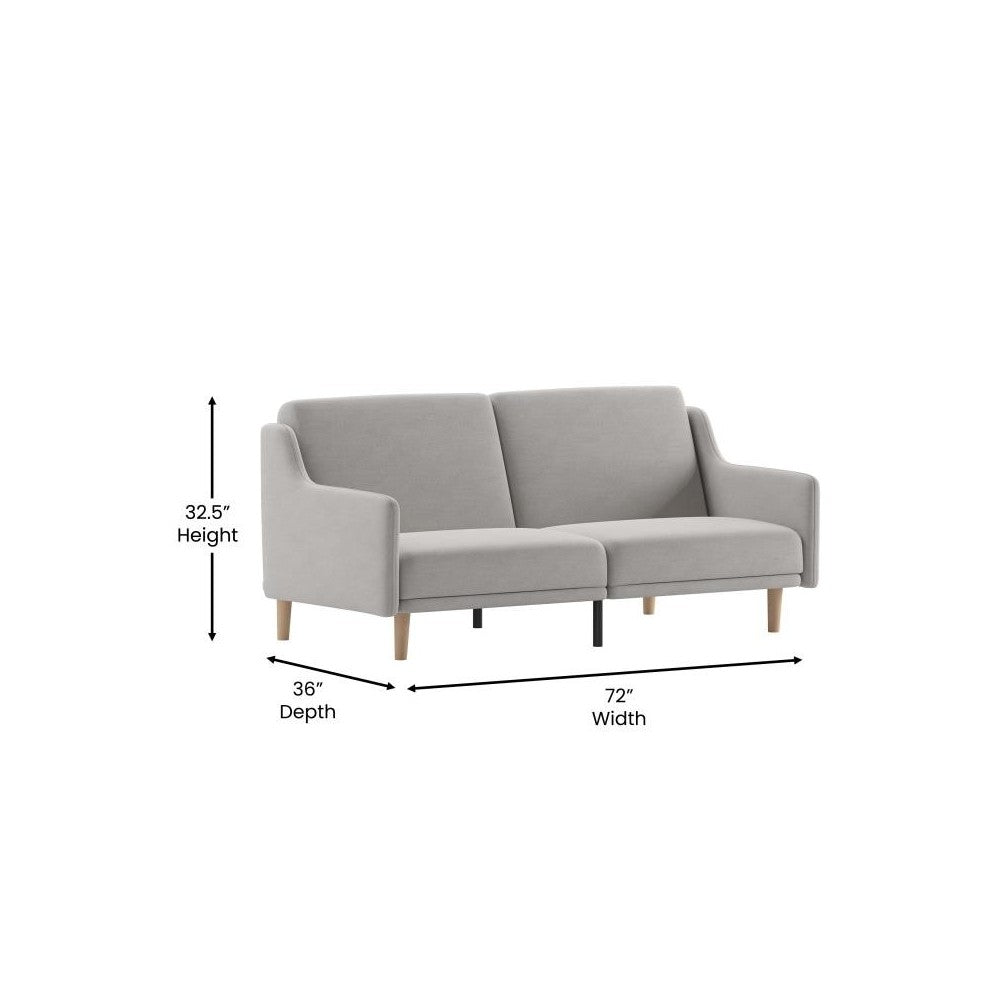 Gray Faux Linen Sofa Futon
