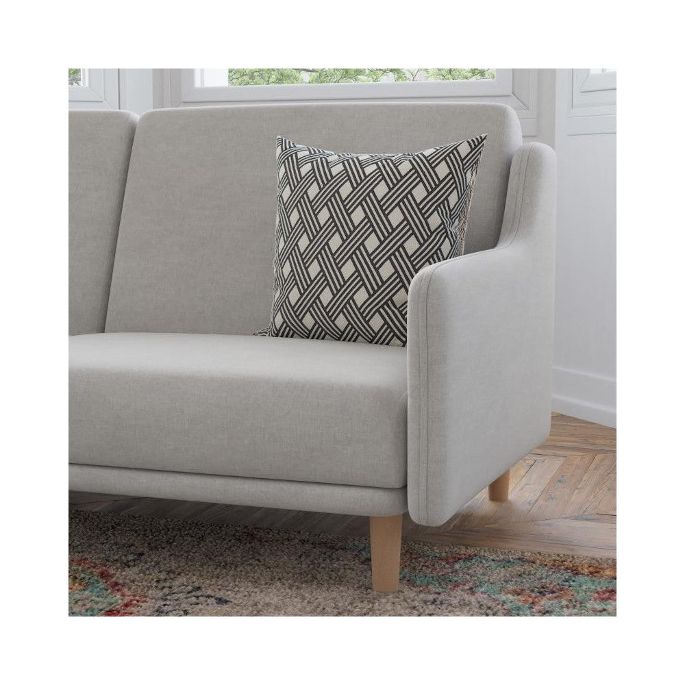 Gray Faux Linen Sofa Futon