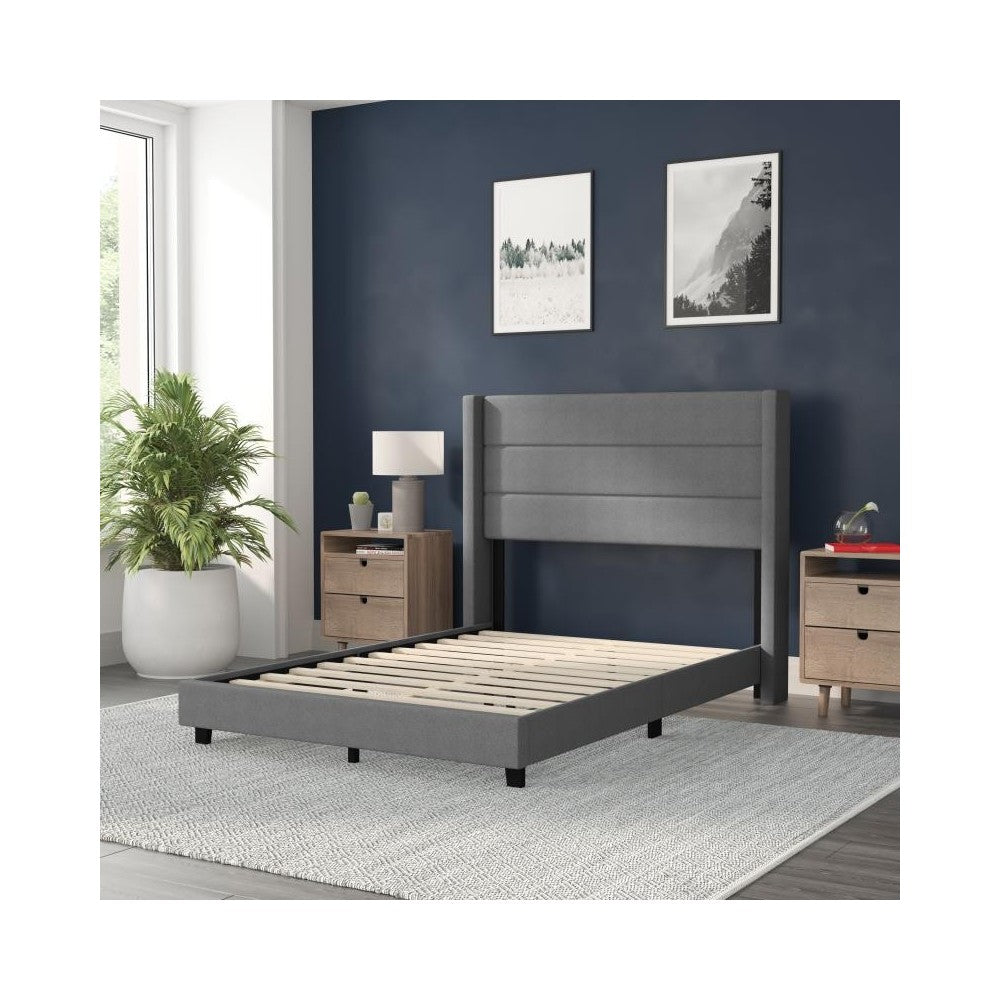 Gray Full Platform Bed