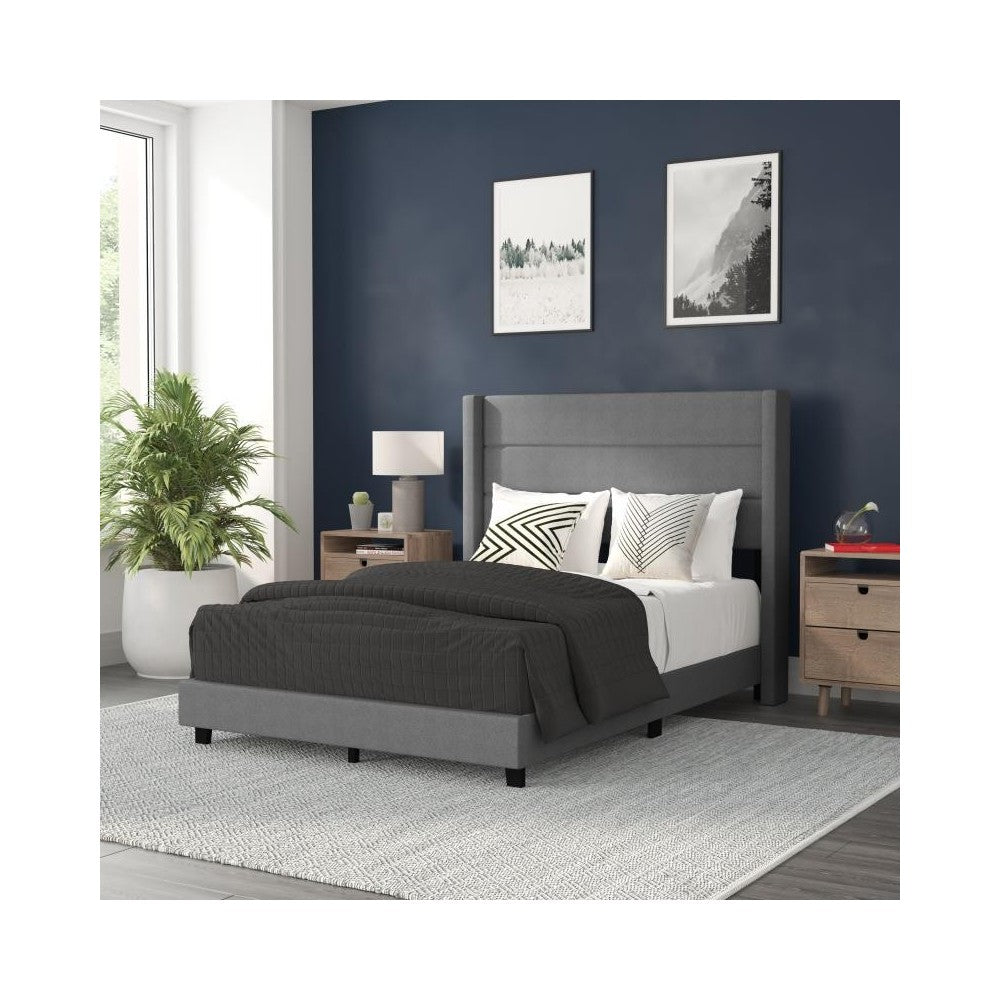 Gray Full Platform Bed