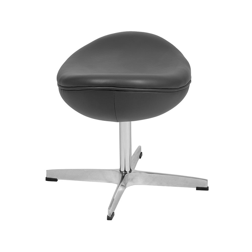 Gray LeatherSoft Saddle Wing Ottoman