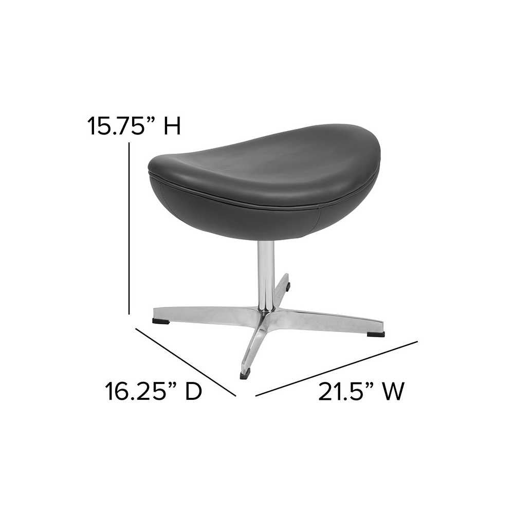 Gray LeatherSoft Saddle Wing Ottoman