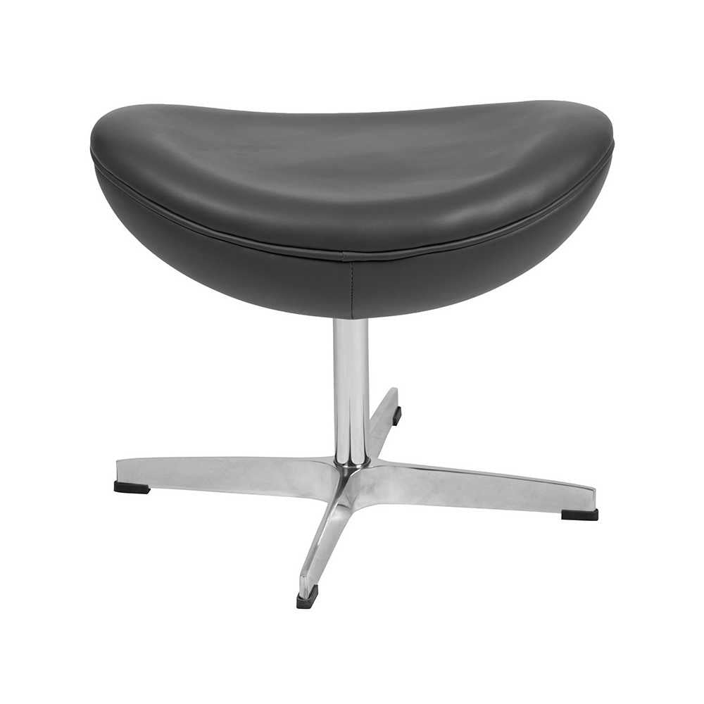 Gray LeatherSoft Saddle Wing Ottoman