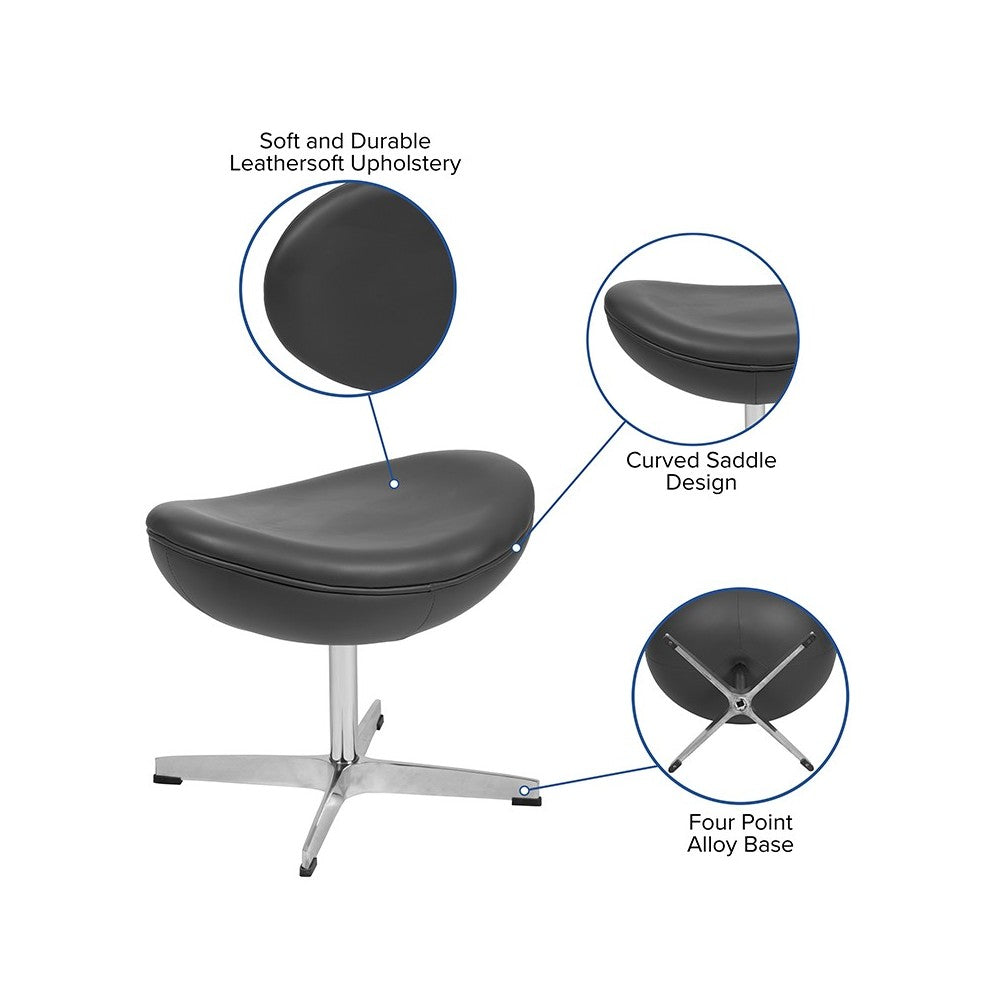 Gray LeatherSoft Saddle Wing Ottoman